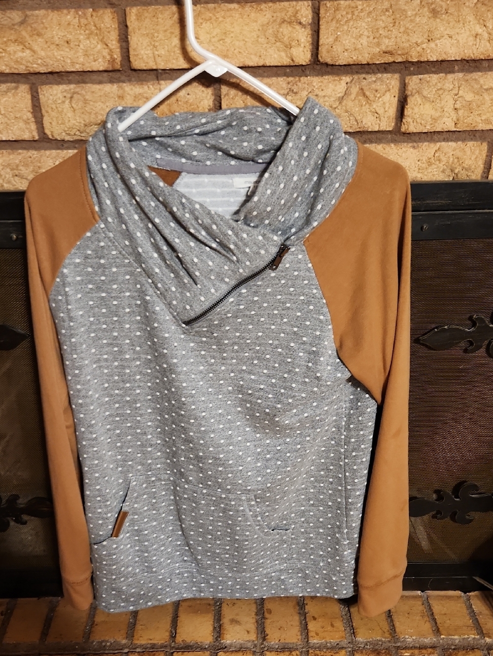Maurices Gray Polka Dot Hoodie with White Dot Detail